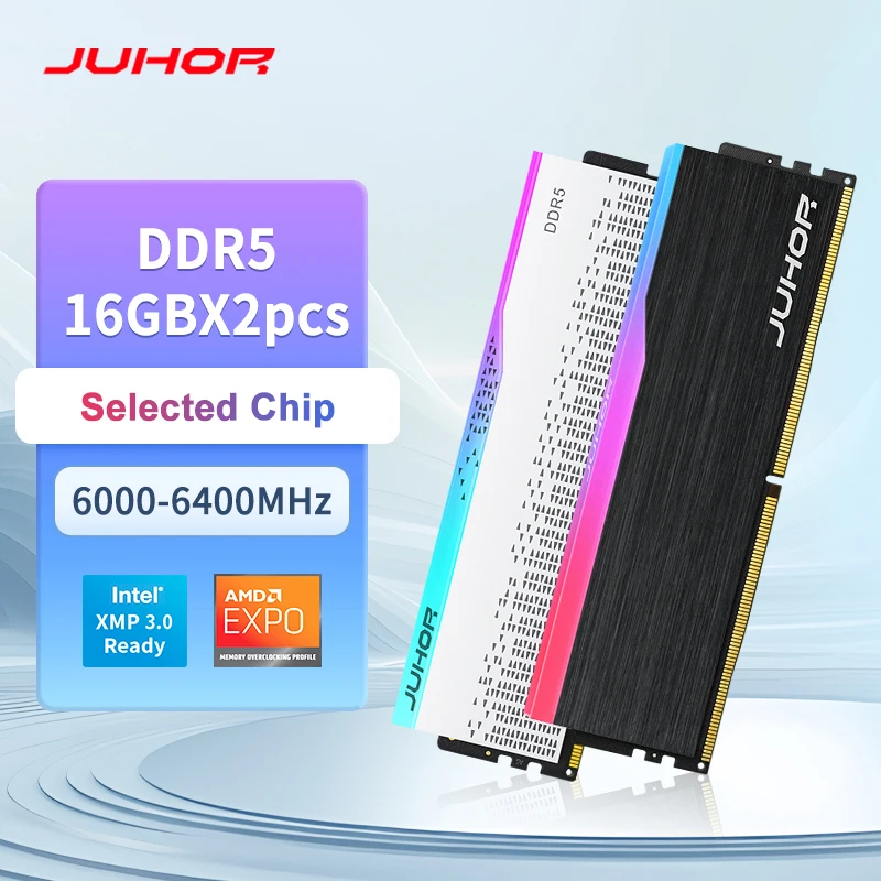 JUHOR Memoria Ram RGB DDR5 16GB 6000MHz 6400MHz PC5 Desktop Computer Dimm-geheugen