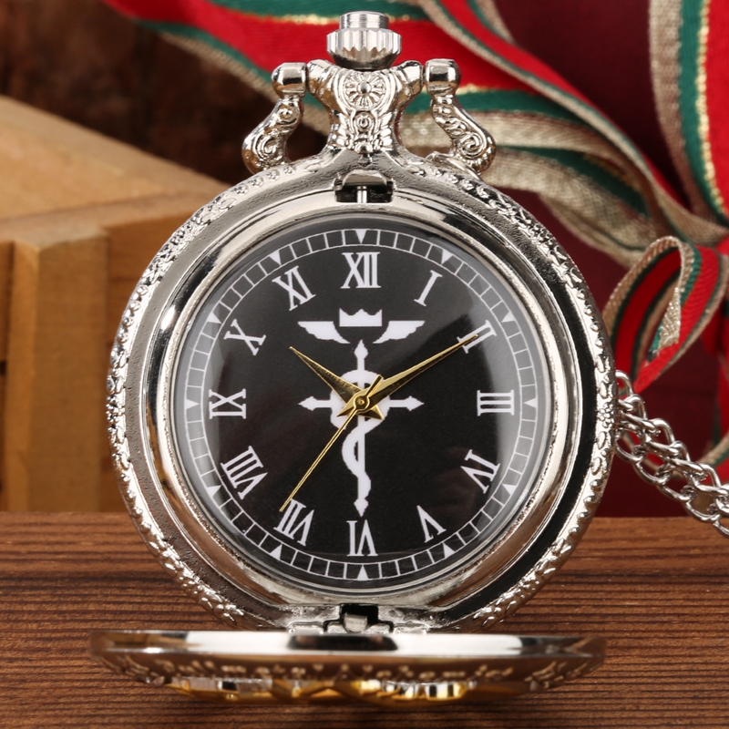 Retro prata/bronze tom fullmetal alchemist relógio de bolso cosplay edward elric anime design menino pingente colar corrente melhor presente
