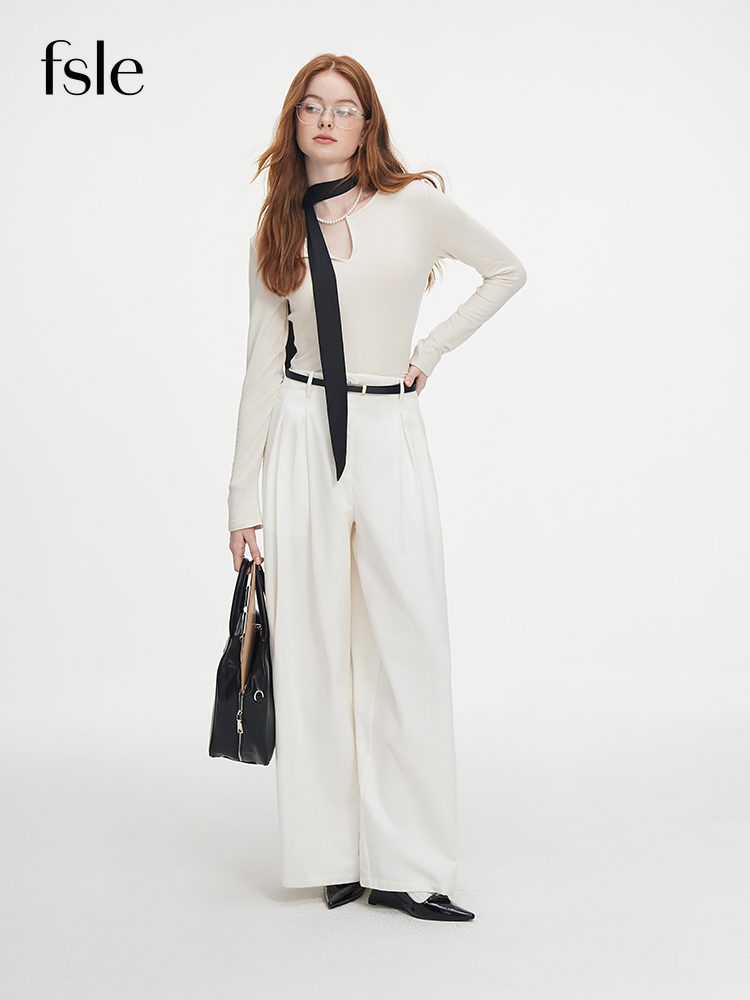 FSLE Осенний вязаный топ, новинка 2025 года, пуловер, повседневный свитер с длинными рукавами для женщин, тонкий хлопковый серый пуловер с v-образным вырезом, бежевый чи Topc