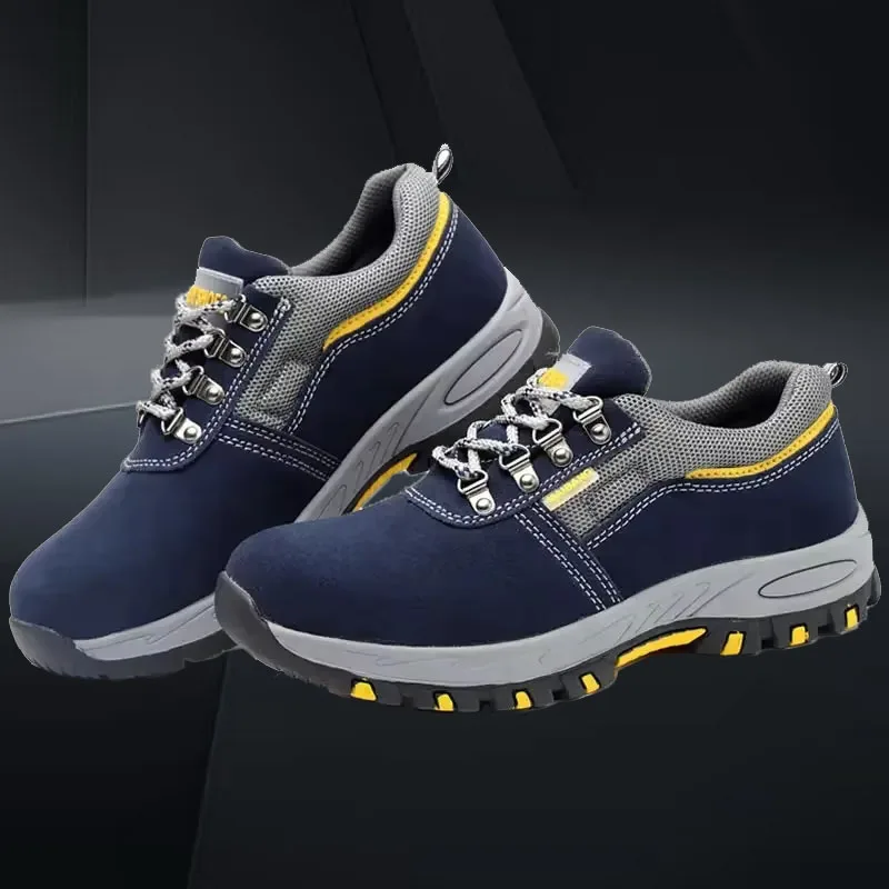 Men Steel Toe Leather Work Boots Safety Shoes Puncture Proof Indestructible Kevlar Sneakers Durable Protective Footwear for Work
