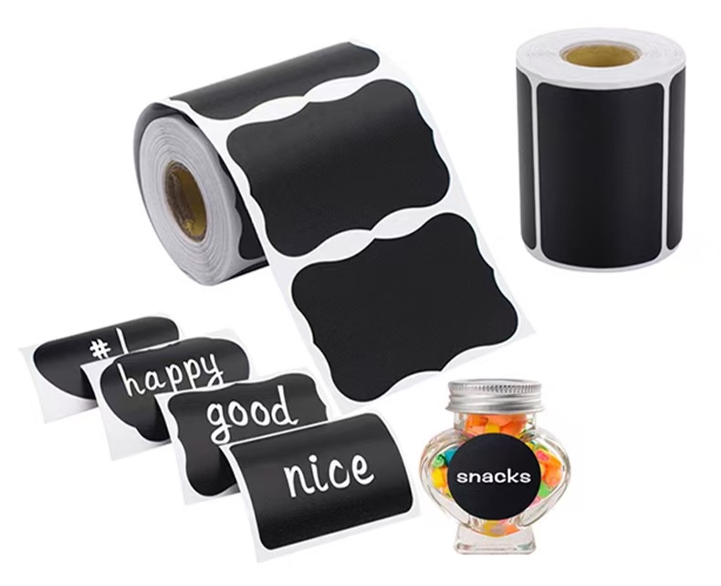 Black Waterproof Reusable Label Stickers With White Chalk For Mason Jars, Craft Room, Storage Spaces, Glass Bottles,Organization