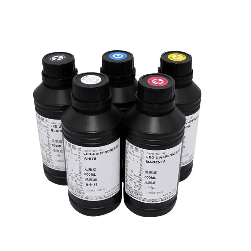 500ML Chai Mực UV LED Cho Epson L800 L805 L1800 R290 R330 1390 1400 1410 Máy In UV Mực UV véc Ni Bóng Mực Cứng Mực Mềm