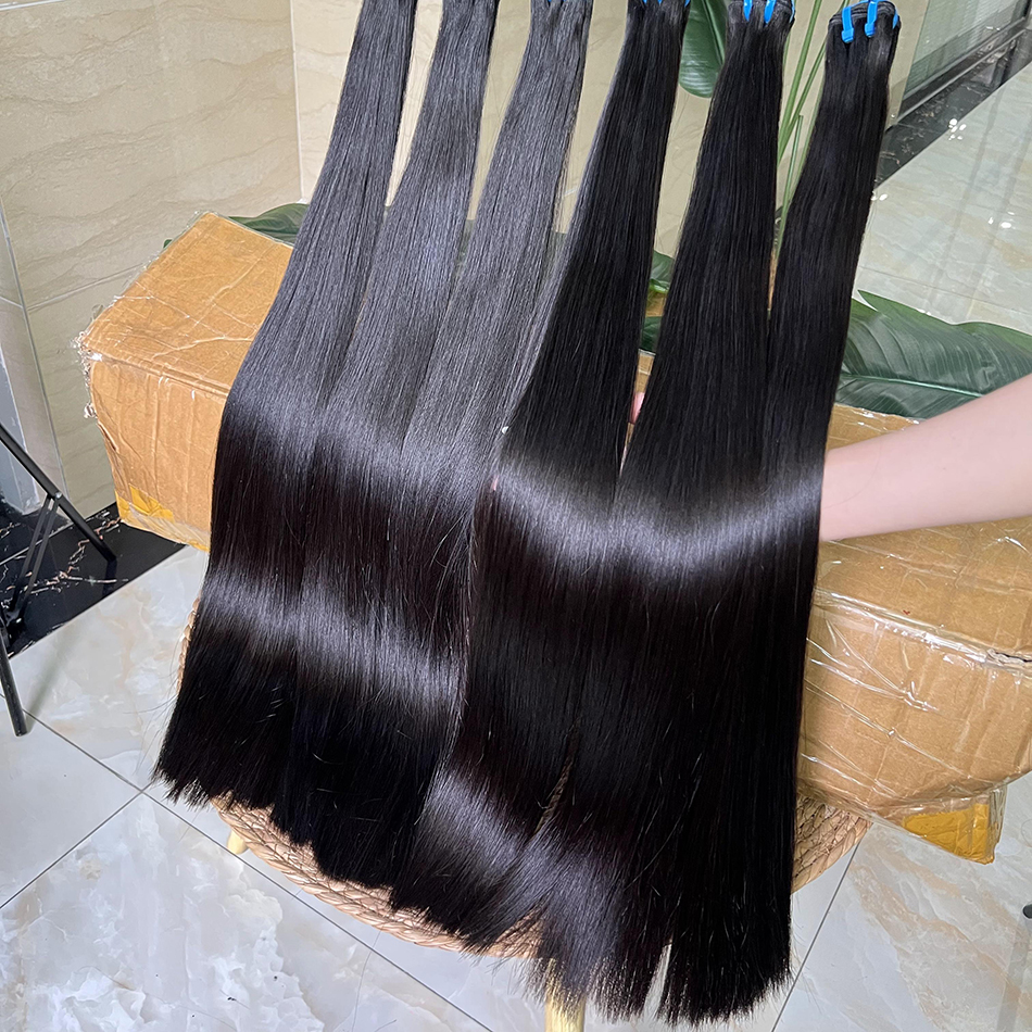 Double Drawn 15A Unprocessed Human Hair Bundles Bone Straight 100% Raw Vietnamese Natural Color Hair Weft Extensions