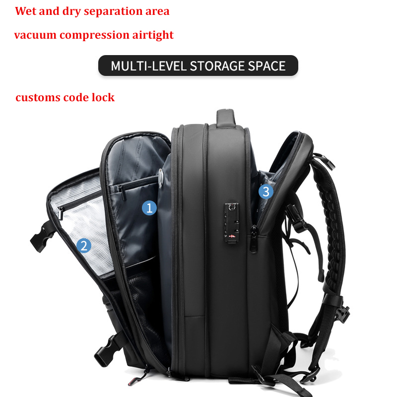 Mochila de viagem masculina compressão a vácuo 17 polegada mochila portátil negócios grande capacidade mochila escolar expandida caminhadas mochila