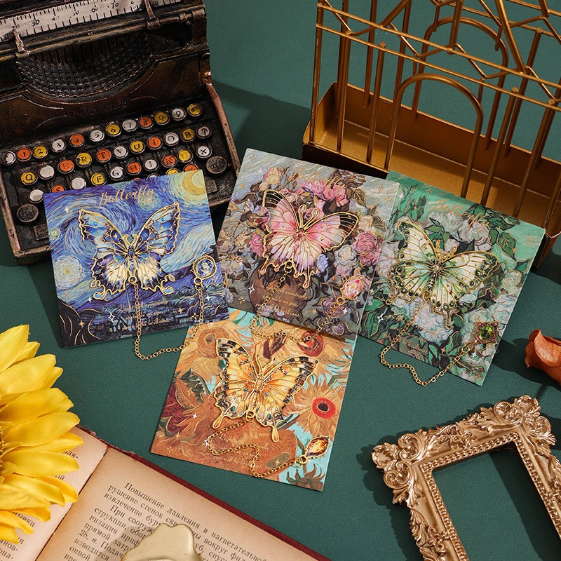 Retro Special-Shaped Butterfly Student Reading Bookmark Holder 6 Types Of Art Oil Painting Bookmarks Exquisite Reading Gifts