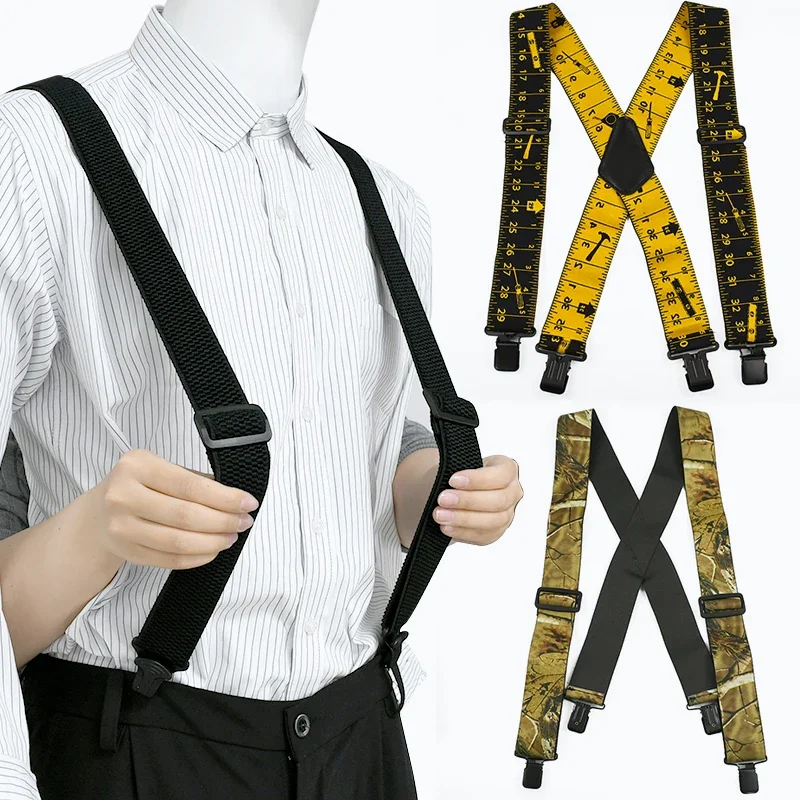1 PC 3.5/ 5 ซม.ผู้ใหญ่ชาย Suspenders 2/4 คลิป Clasps Harness Men Elastic Braces ปรับสายคล้อง Suspender Man สําหรับกางเกงเครื่องแต่งกาย