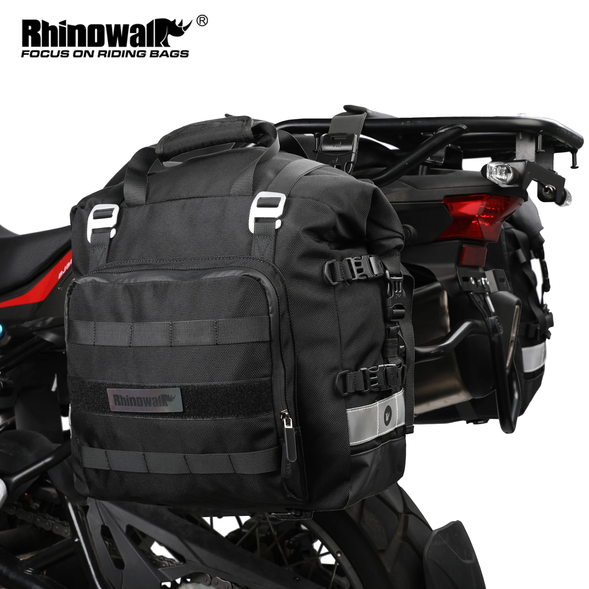 Rhinowalk-bolsa para motocicleta de 20L, alforja lateral para Motor, 1 o 2 uds., bolsa interior extraíble impermeable para motocicleta, alforja para equipaje
