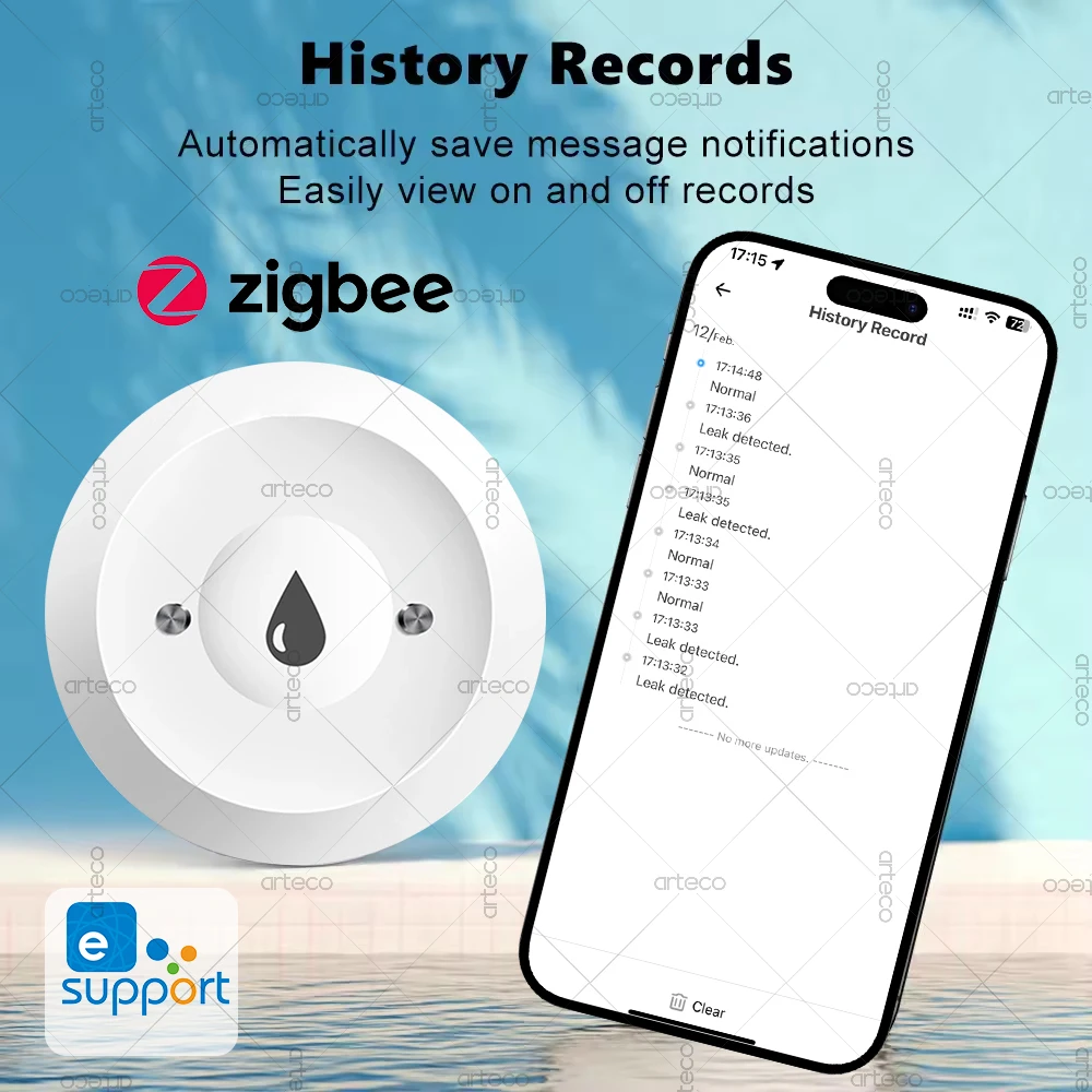 Ewelink Zigbee Smart Water Sensor Flood Lekdetector Remote Monitoring Voor Keuken Badkamer Ondersteuning Home Assistant Zigbee2mqtt