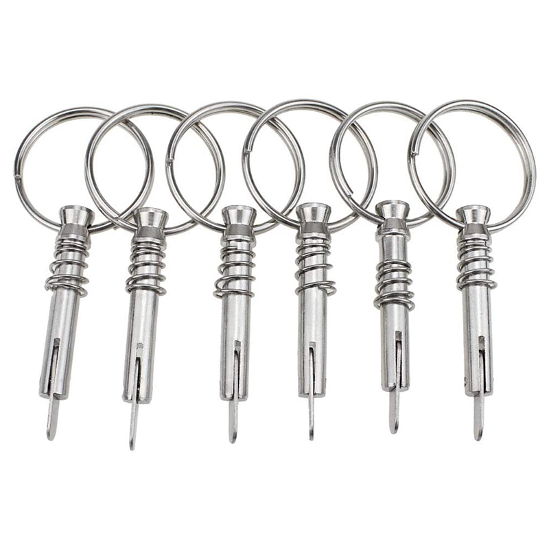 Pasadores superiores Bimini para barco, pasador de liberación rápida de 6 uds., 1/4 de pulgada de diámetro con leva y resorte, herrajes marinos con anillo de tracción XY