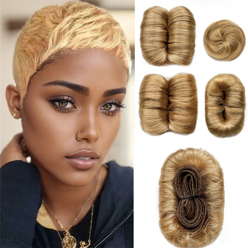Pacotes de cabelo humano curto com fechamento cabelo brasileiro encaracolado tecer 3 pacotes com um fechamento central extensões encaracoladas saltitantes naturais