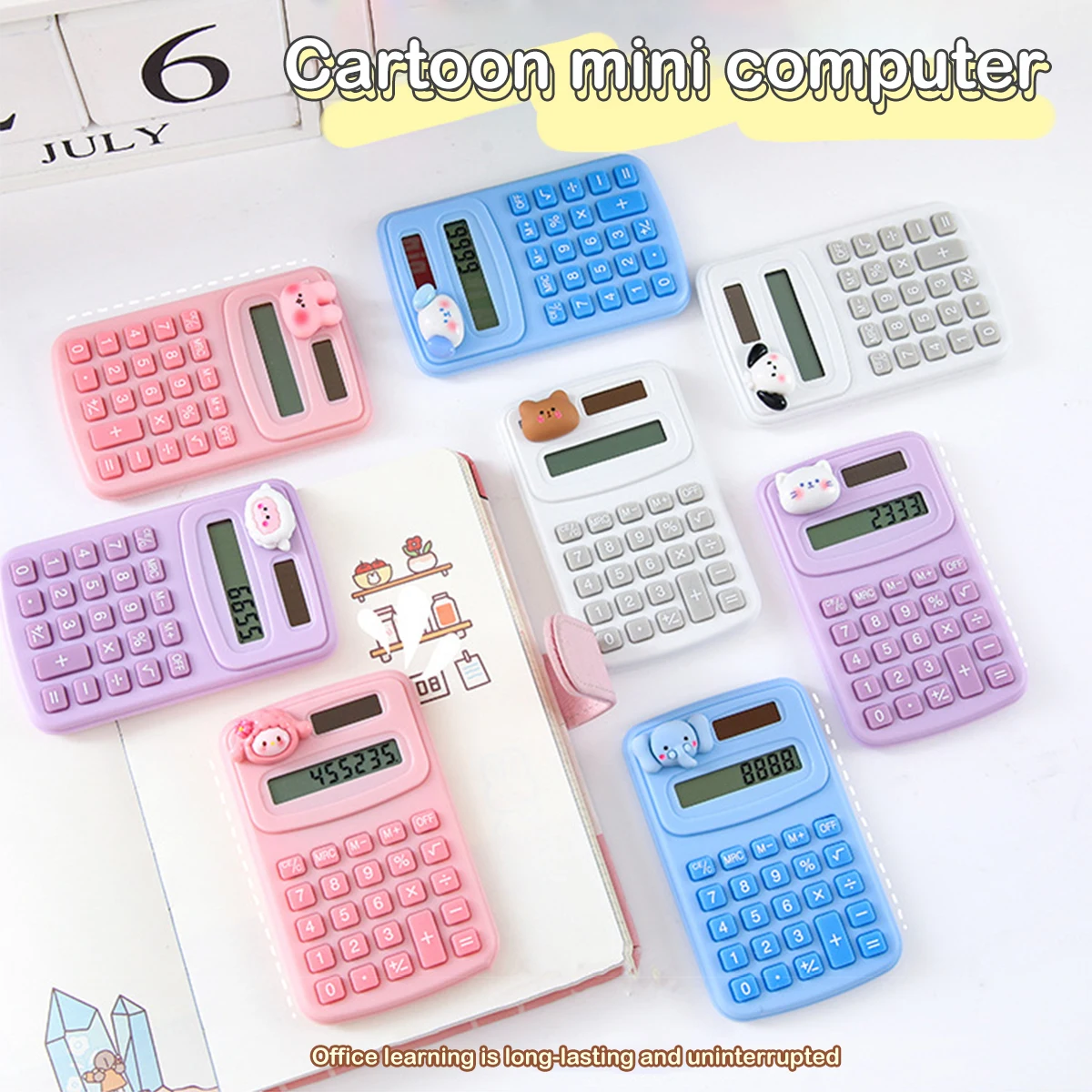 Mini calcolatrice portatile carina Calcolatrice per cifre dei cartoni animati Studenti Materiale scolastico per ufficio Cancelleria