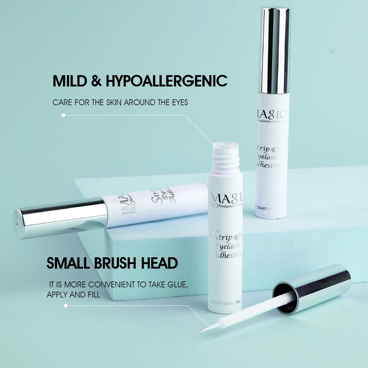 IMAGIC 5ml False Eyelash EXTENSION กาวกันน้ํา Fast แห้งยาวนาน Strong ไม่ระคายเคืองโปร่งใส Eyelash Primer เครื่องมือ