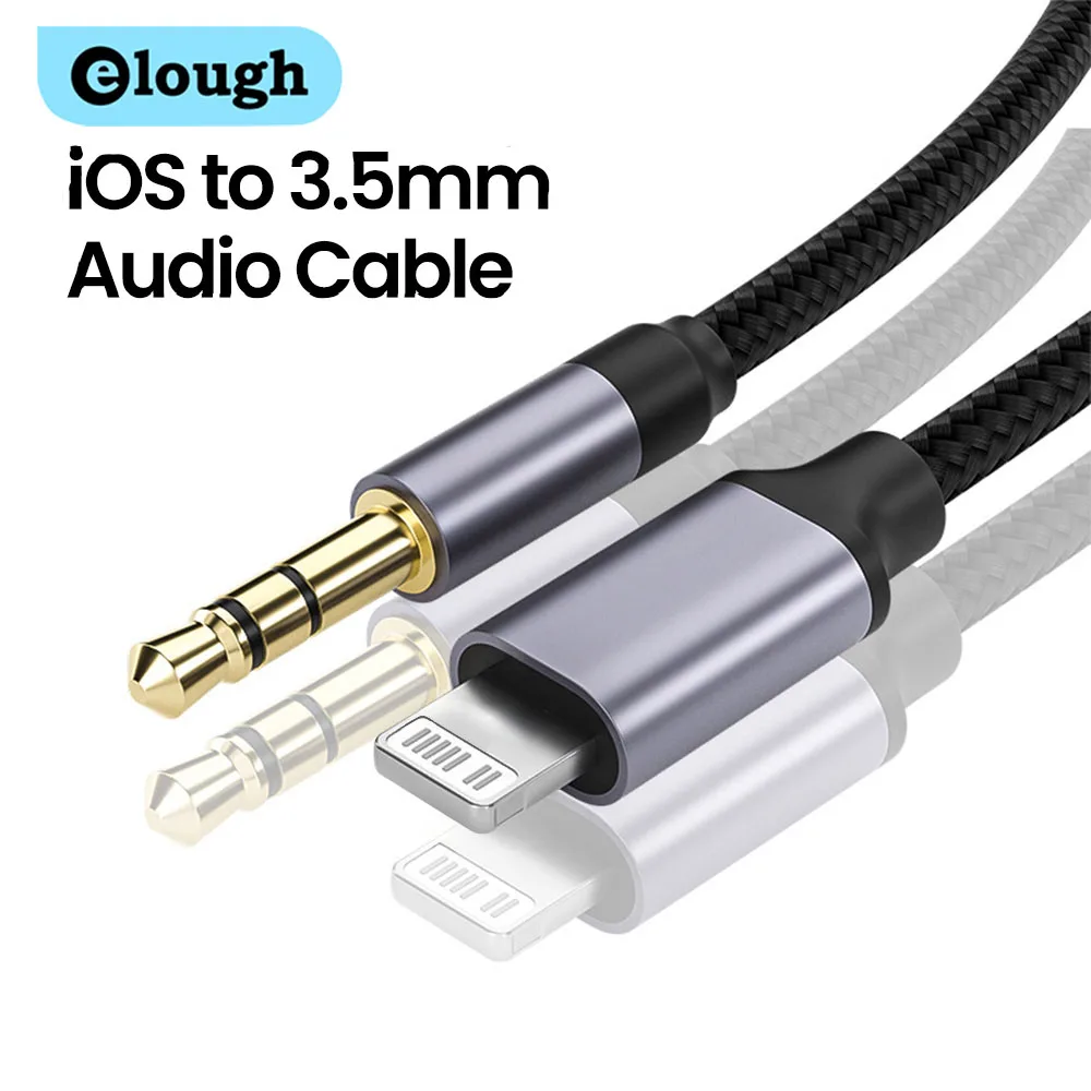 Cable de extensión de Audio Elough de 3,5mm macho a Lightning Cable auxiliar macho para auriculares Cable extensor de altavoz para iPhone 14 13