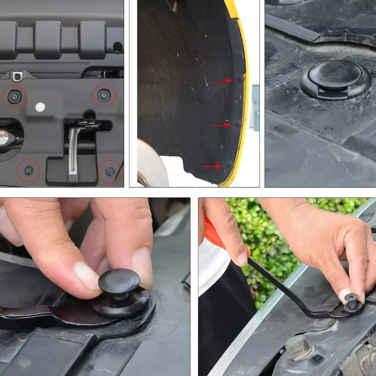 Clips de retención de coche, Kit de sujetadores de plástico, juego de remaches de pasador de empuje automático de 6 tamaños, Clips de remache de empuje para parachoques de carrocería ﻿