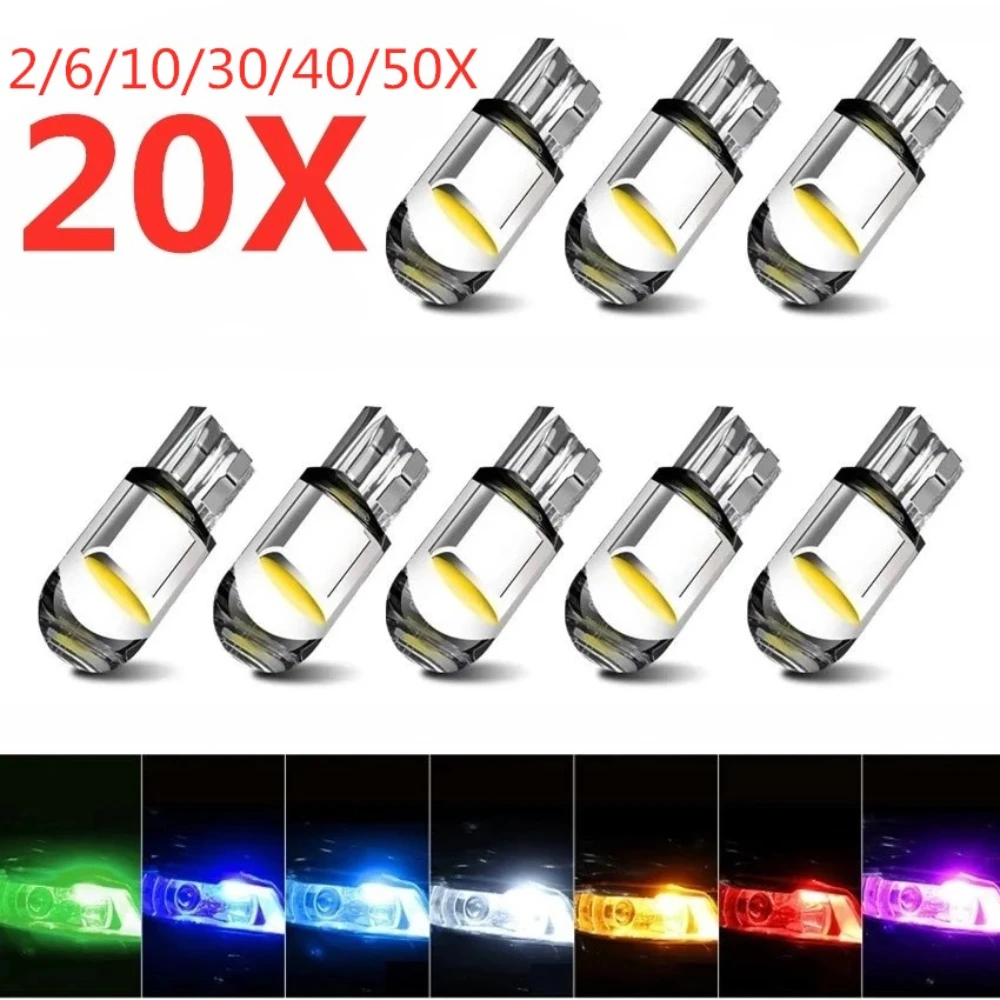 Luces de estacionamiento T10 LED para coche, bombillas de cuña Canbus W5W, lámparas de cúpula de lectura COB 6000K, Bombilla Interior para matrícula de coche, cc 12V