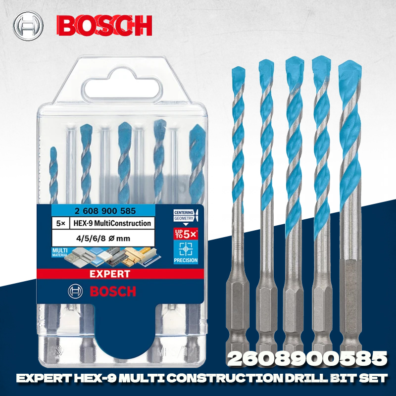 BOSCH 2608900585 5 Pcs EXPERT HEX-9 Multi Conjunto de brocas de construção para drivers de broca de impacto Bosch Acessórios para ferramentas elétricas