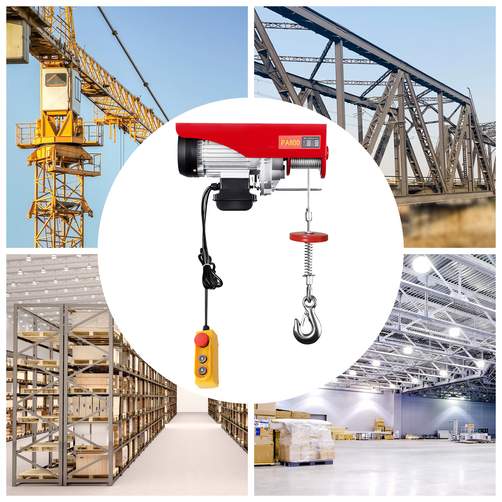 Guincho elétrico 220v, 1300w, 800 kg, polia de talha elétrica, guincho de motor, polia elétrica, guindaste, cabo de elevação