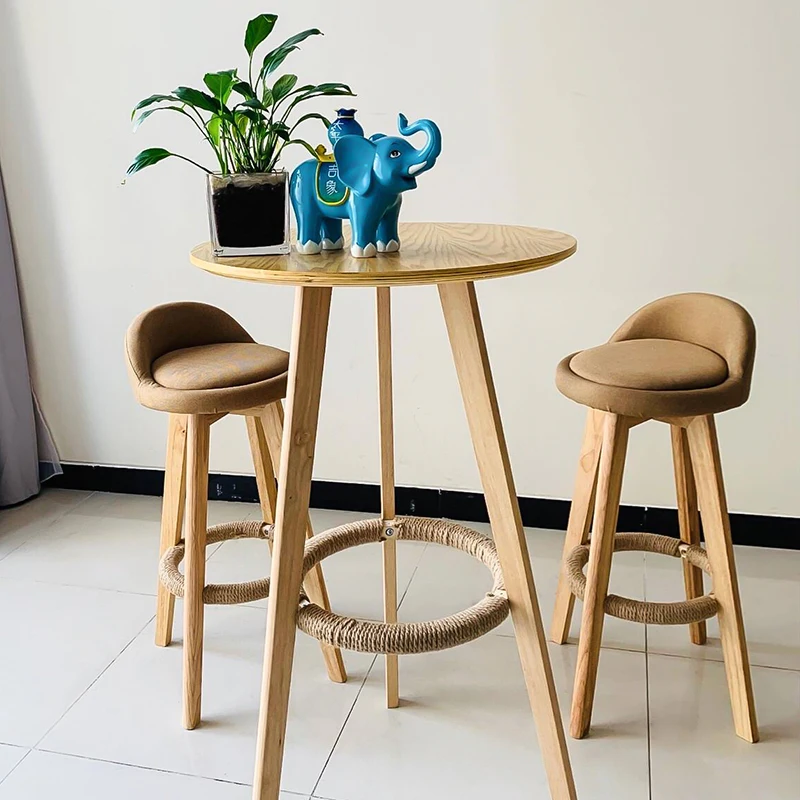 Nordic Minimalist Anti SLIP ไม้เก้าอี้สูงร้านอาหารด้านหน้าโต๊ะแคชเชียร์เก้าอี้โรงแรมบาร์ Creative ERGONOMIC เก้าอี้บาร์