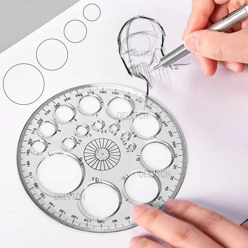 360 Degree Full Circle Instrument Protractor Ruler Drawing Template Measuring Tool For Math Architectural Drafting Art Design