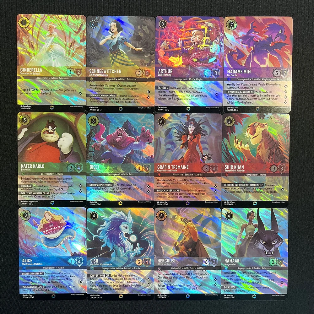 Tarjetas Lorcana Foil Chapter 1, 2 y 3 tarjetas de juego TCG Proxy encantadas Rise of the Floodborn Alemania tarjeta de juego francesa inglesa