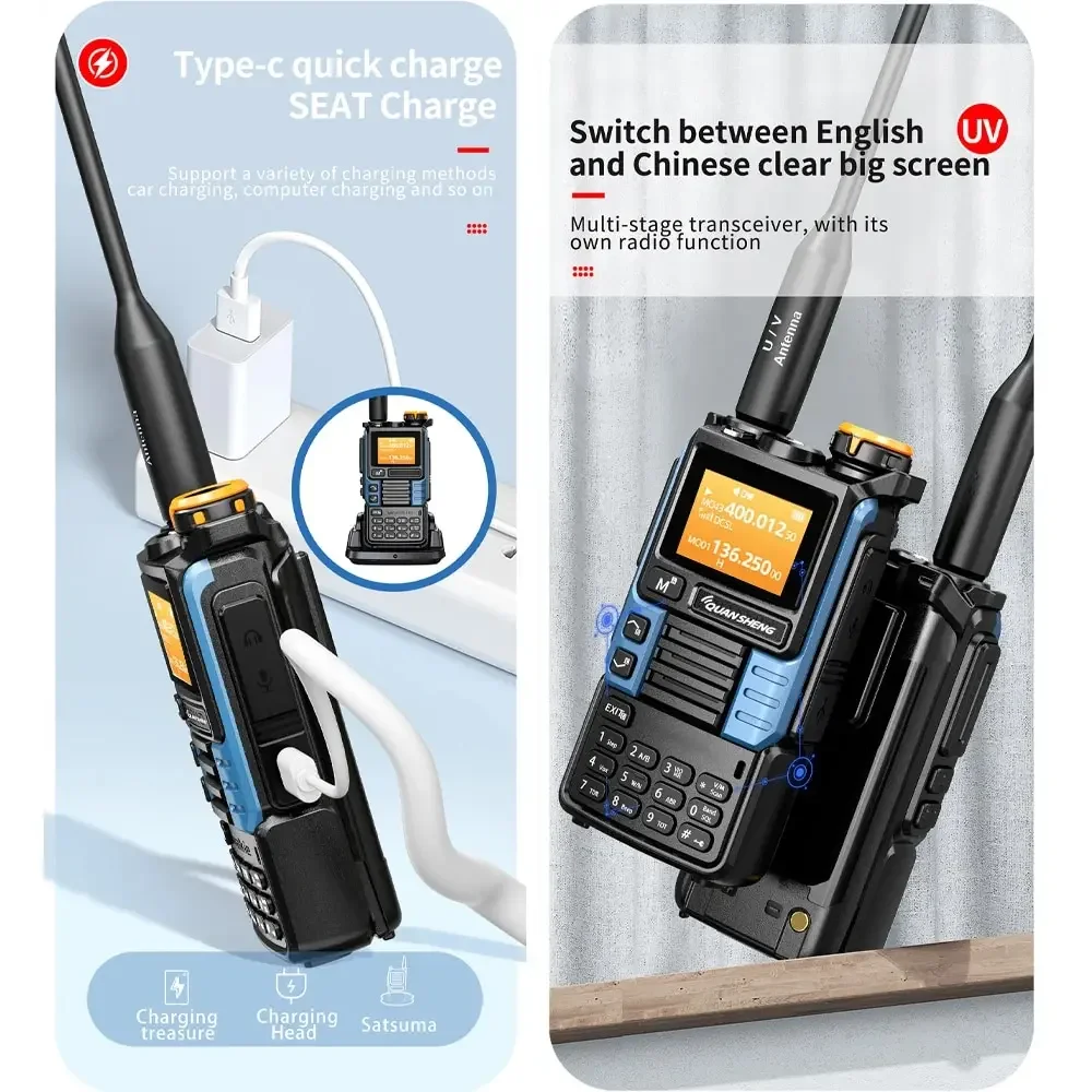 HACHANLUN UV-K6 Atualização UV-K5 (99) Interfone 5W Air Band Rádio Tyep C Carregamento UHF VHF DTMF FM Scrambler NOAA Frequência sem fio