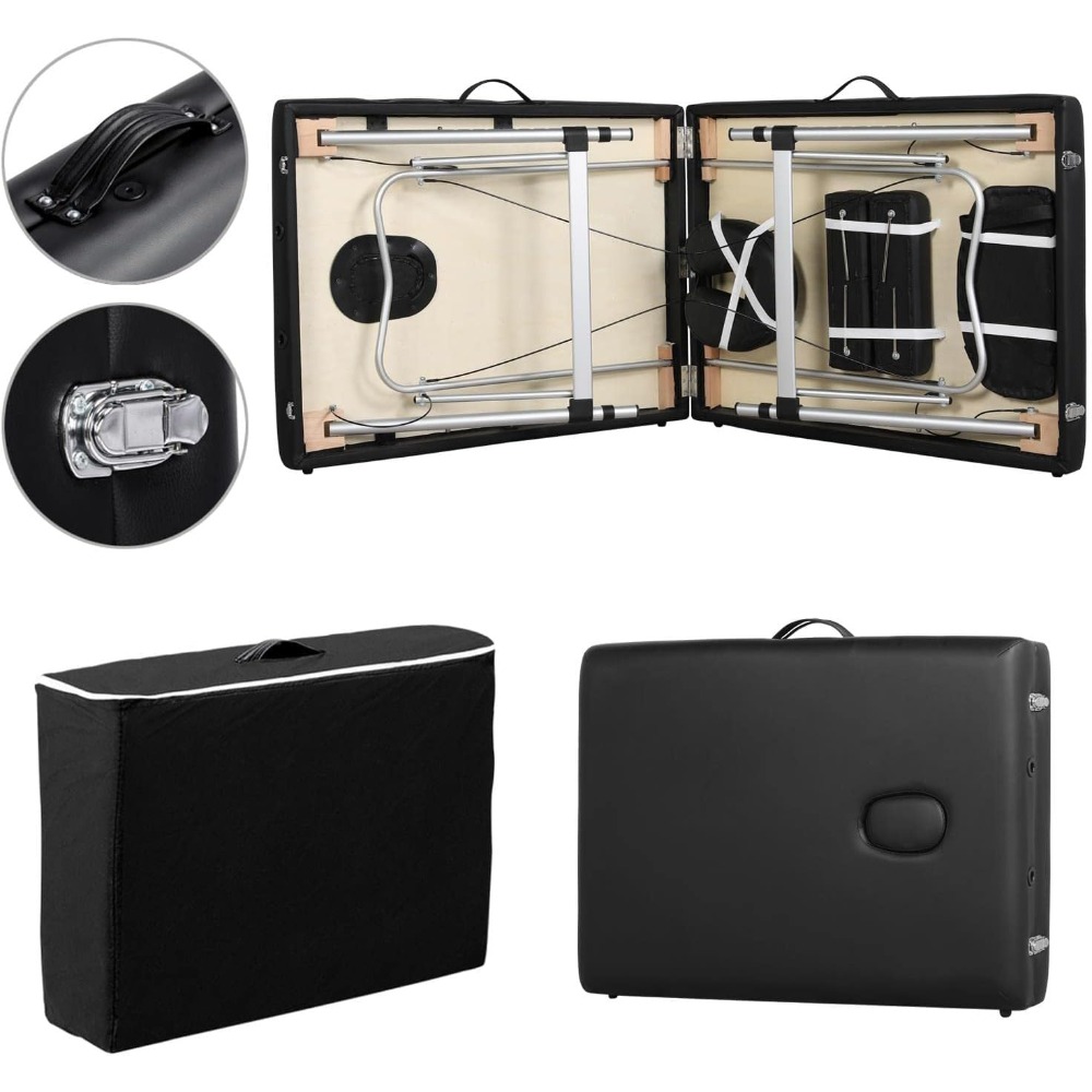 Mesa de masaje plegable, camilla estética profesional grande portátil de 92 cm de ancho con 2 zonas