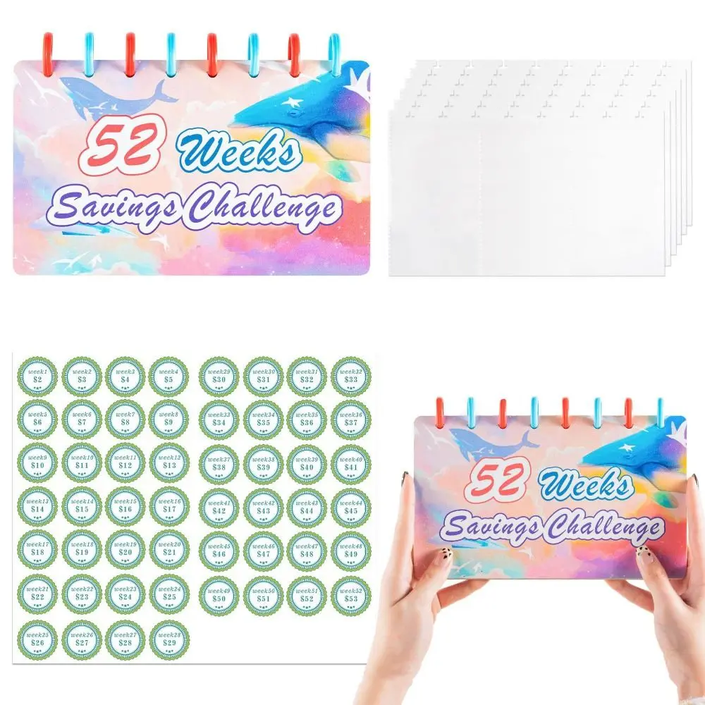 52 semanas de poupança desafio caderno semanal folha solta envelope de dinheiro pasta de poupança multi bolsos colorido planejador de dinheiro casal