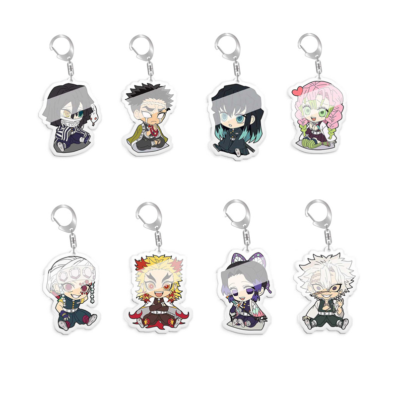 Chaveiro feminino masculino tanjirou kamado nezuko tomioka giyuu kimetsu não yaiba chaveiro acrílico bonito engraçado dos desenhos animados para crianças presente