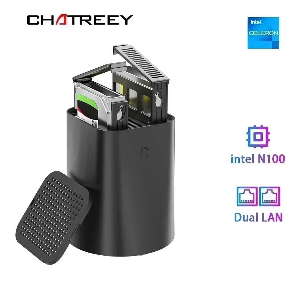 Intel Celeron N100 Chatreey NAS Mini PC SSD Windows 11 Computador Dual 2.5G LAN