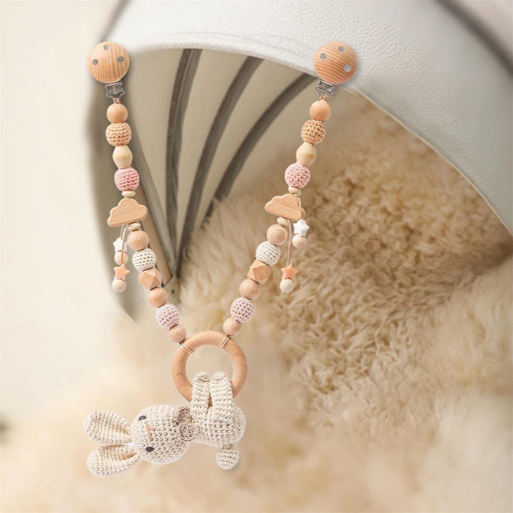 0 6 12 Month Wooden Crochet Baby Car Chain Hanging Pram Toy  Rattle Crib Bell Animal Mobiles Gym Stroller Pendants Toddler Gifts