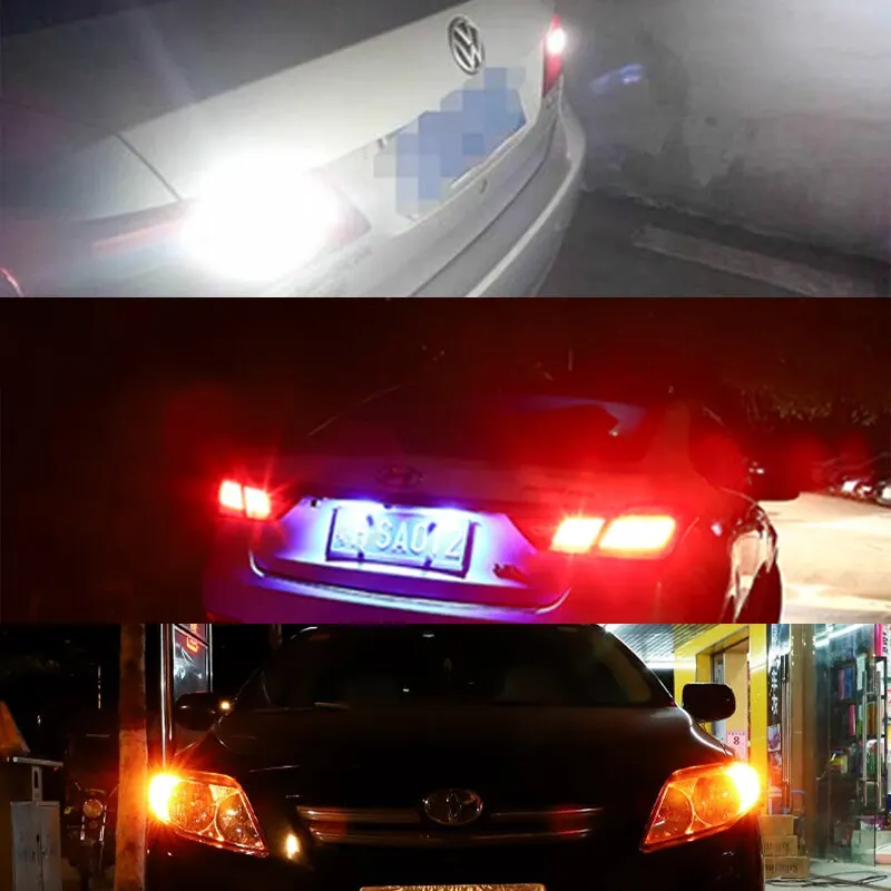 2ชิ้น P21 PY21W 5W 1156 Ba15s 1157 Bay15d 33 LED แบบ SMD ไฟเบรกรถยนต์ไฟถอยหลังไฟจอดรถ