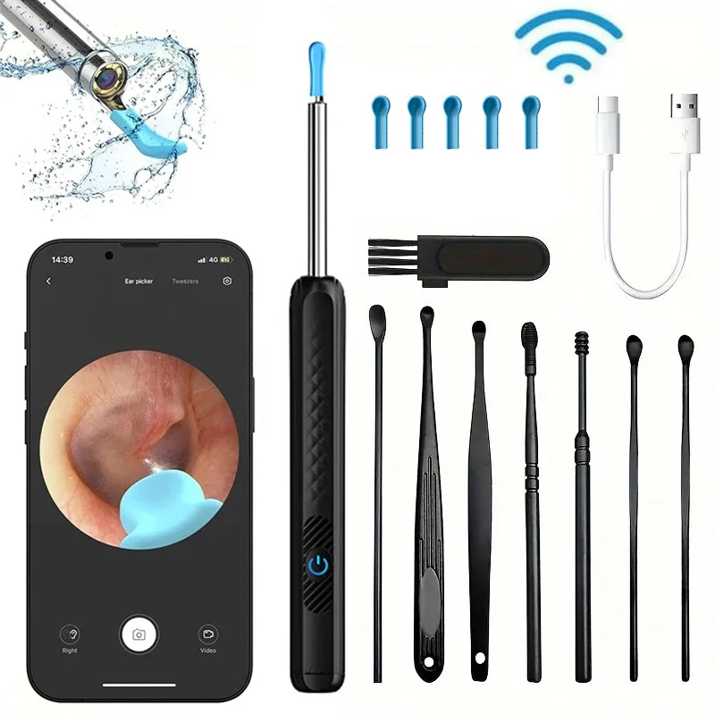Wireless WiFi Ear Pick Otoscopio Fotocamera Periscopio Luminoso Cera per le orecchie Pulizia dei denti Ispezione orale Assistenza sanitaria Kit per la pulizia dell'orecchio