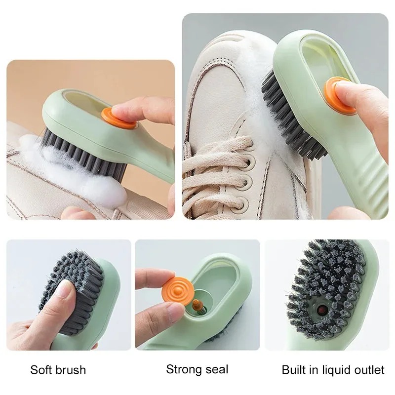 1pc Multi-funktion automatische spot schuh pinsel weiches haar hand druck hängen loch geeignet für kleidung teppich kunststoff griffe
