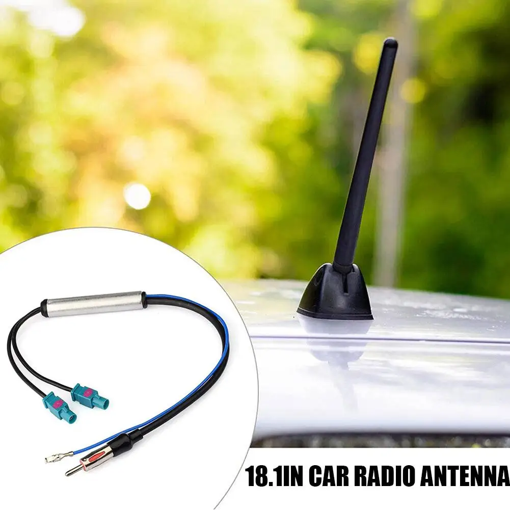 Car Special Radio Antenna AM/FM Audio Radio Signal Amplifier Dual Fakra RF Radio Antenna Aerial Adapter for AUDI 18.1' I5B8