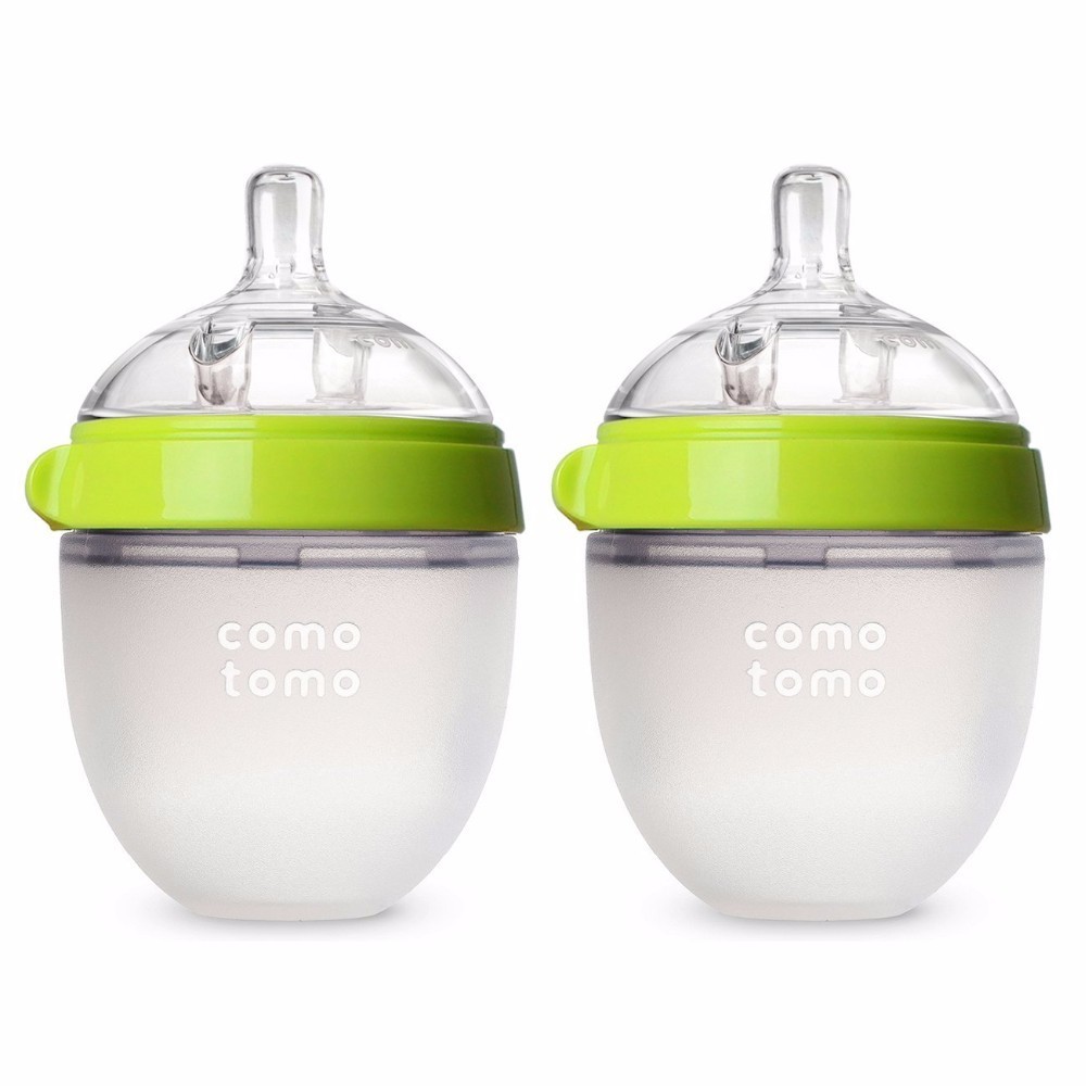 Bình Sữa Núm Silicone Xanh/Hồng 5 Oz Và 8 Oz Bình Sữa Cho Bé 2 Gói Không Chứa BPA Bình Sữa Cho Bé trẻ Em