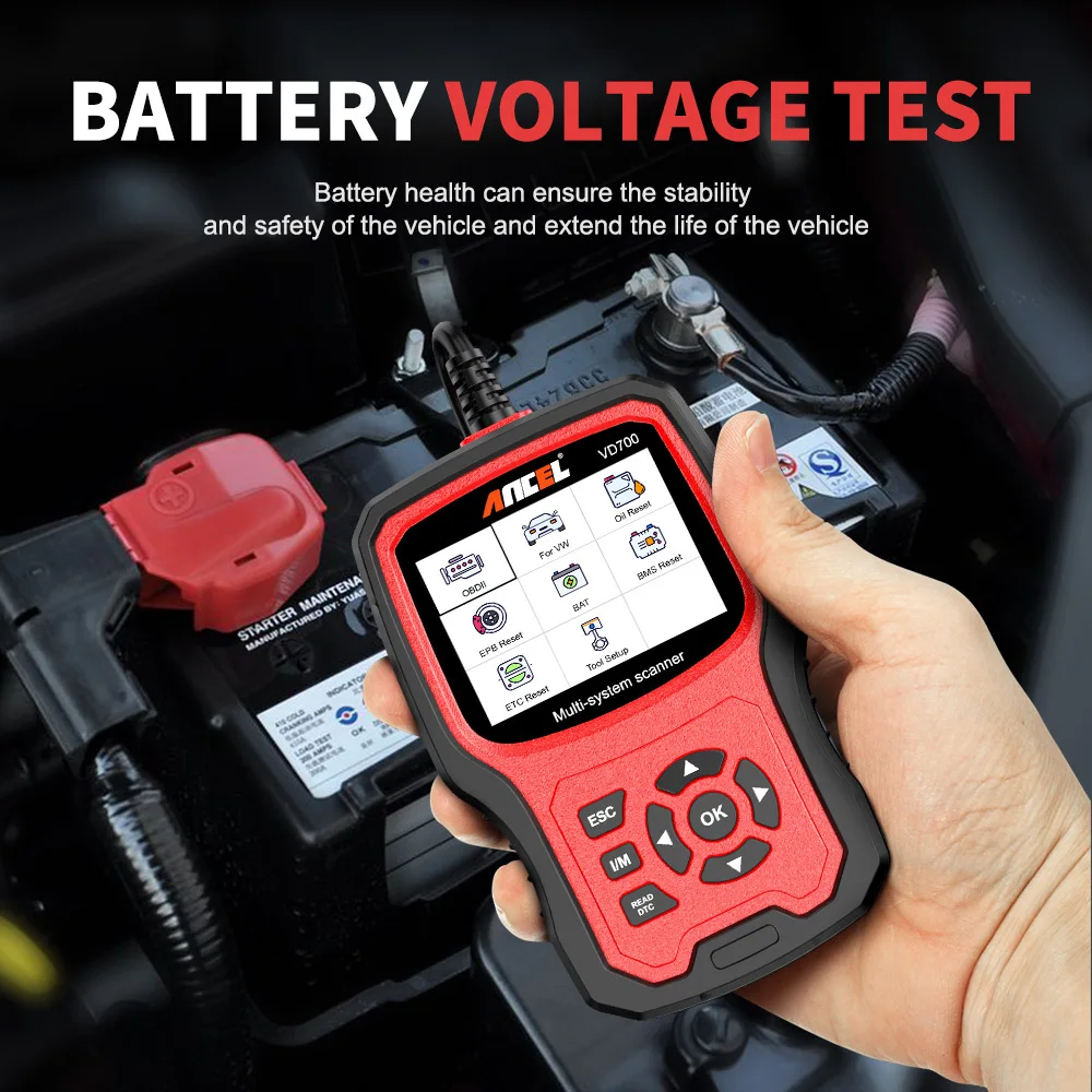 Ancel vd700 scanner obd2 profissional para vw para audi para assento para skoda óleo epb sas tpms redefinir leitor de código do sistema completo