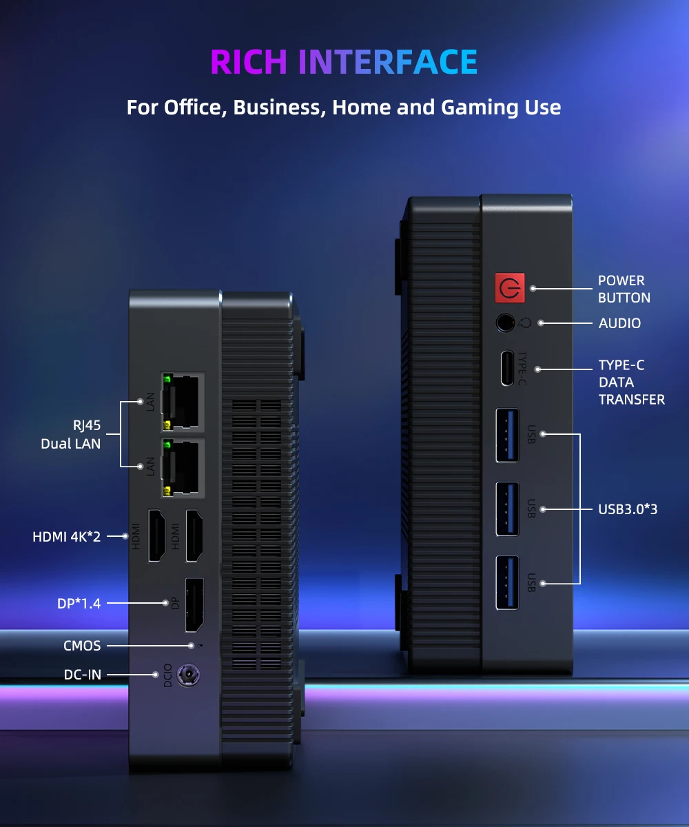 Aittact Mini PC AMD Ryzen7 7730U 4500U 4300U 5400U Desktop Gaming Computer WIFI5 BT4.0 DDR4 Triple Display Dual LAN