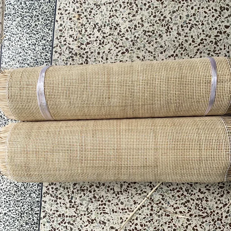 หวายธรรมชาติอินโดนีเซีย Cane Webbing ม้วนวัสดุสําหรับตกแต่งเฟอร์นิเจอร์ Hollow Lattice ทอผ้าเก้าอี้ตู้ซ่อม
