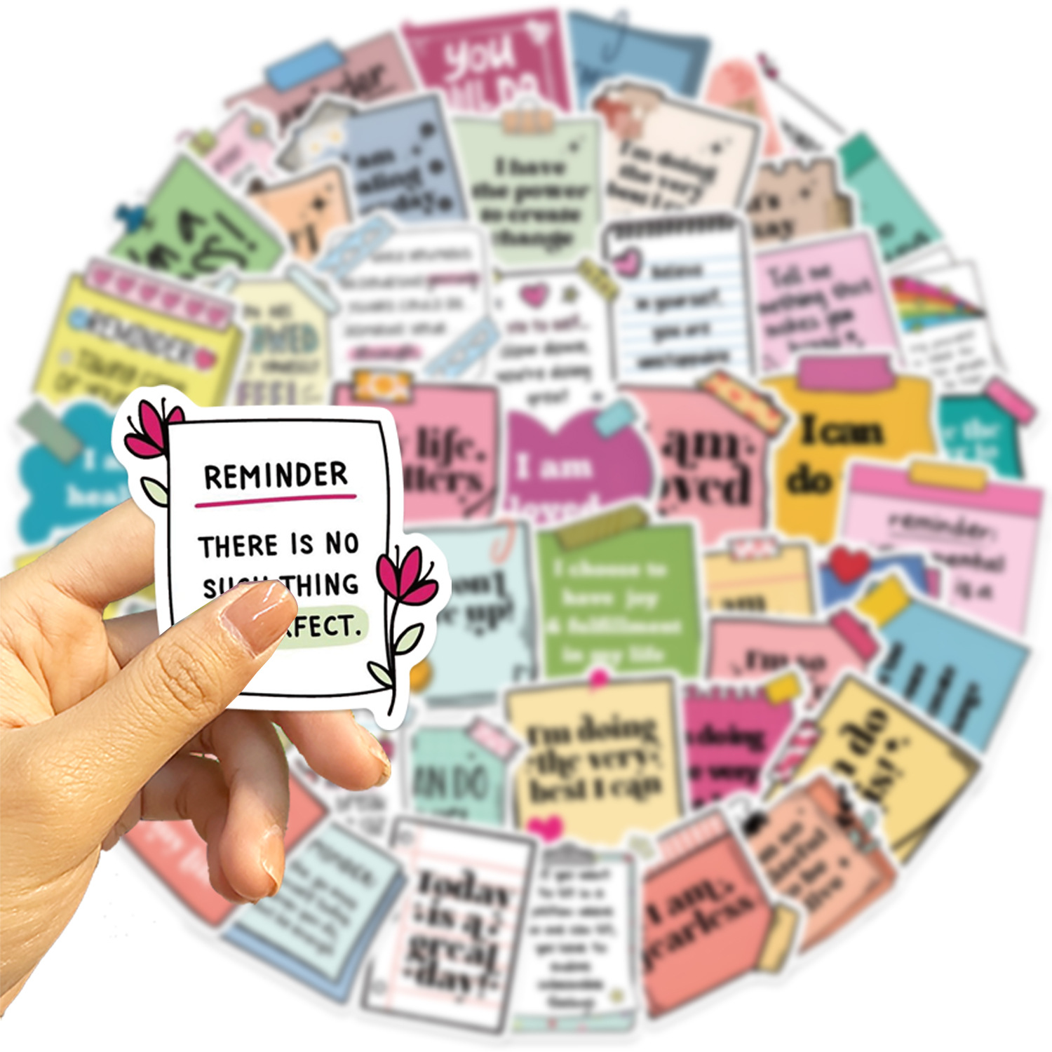 10代と大人のためのインスピレーションを与える単語付きステッカーパック、動機付けの引用、ウォーターボトル用ビニールデカール、50個