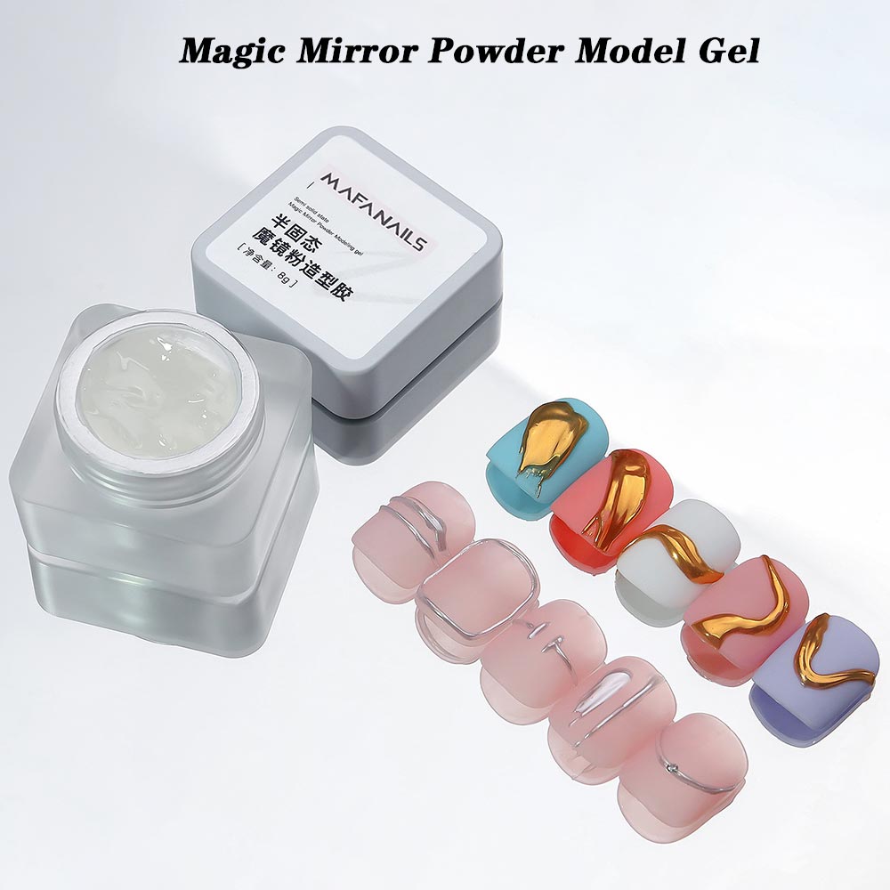 Semi-solid Magic Mirror Powder Modeling Gel 3D Tranparent Phototherapy Nail Art Glue Multifunctional Glue Soak Off UV Manicure8g