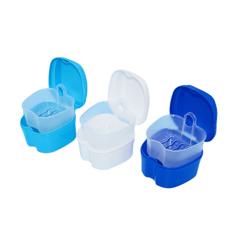 Denture Bath Box False Tooth Case Braces Orthodontic Retainer Case With Hanging Net Container Cleaning False Teeth Storage Box