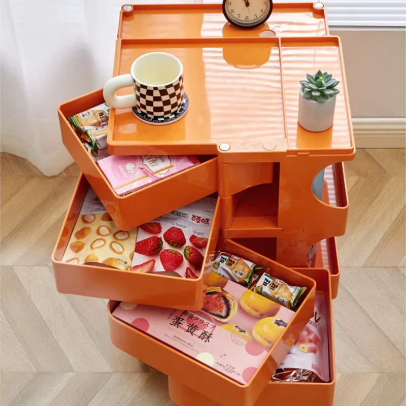 Warming Poppy Cabinet Storage Rotating Cabinet Makeup Cabinet Storage Bedside Table Snack Cabinet Multi Layer Storage Cabinet