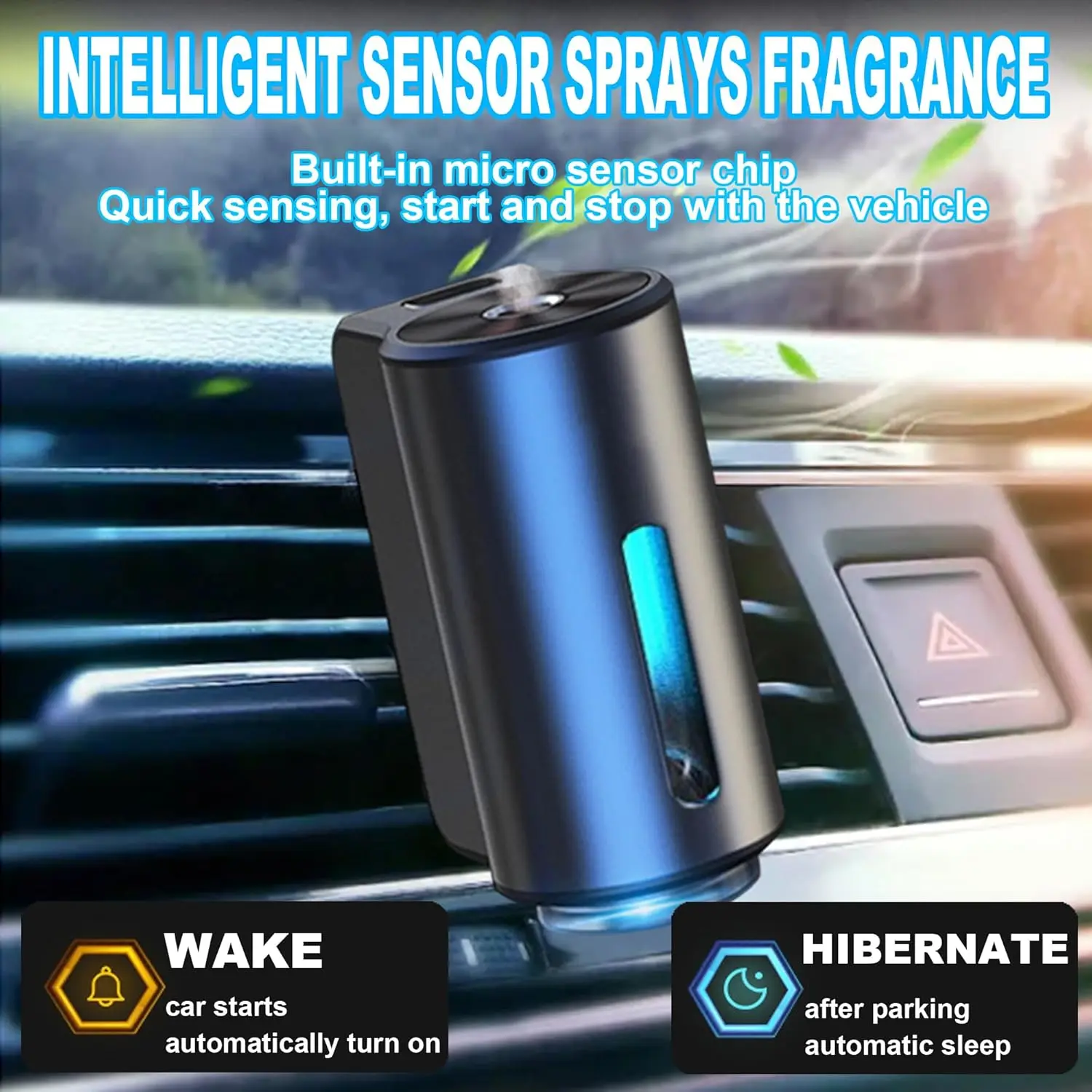 Luchtverfrisser in de auto Geurverspreider 3 niveaus van verstelbare intelligente oplaadbare geurverspreider Interieur Auto-accessoire