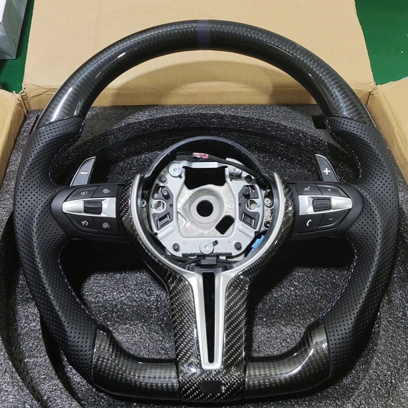 Volante de fibra de carbono para BMW M M3 M5 M6 F01 F02 F06 F07 F10 F11 F12 F13 F30 F32 F80 F91 E90 E91 E92 accesorios para coche