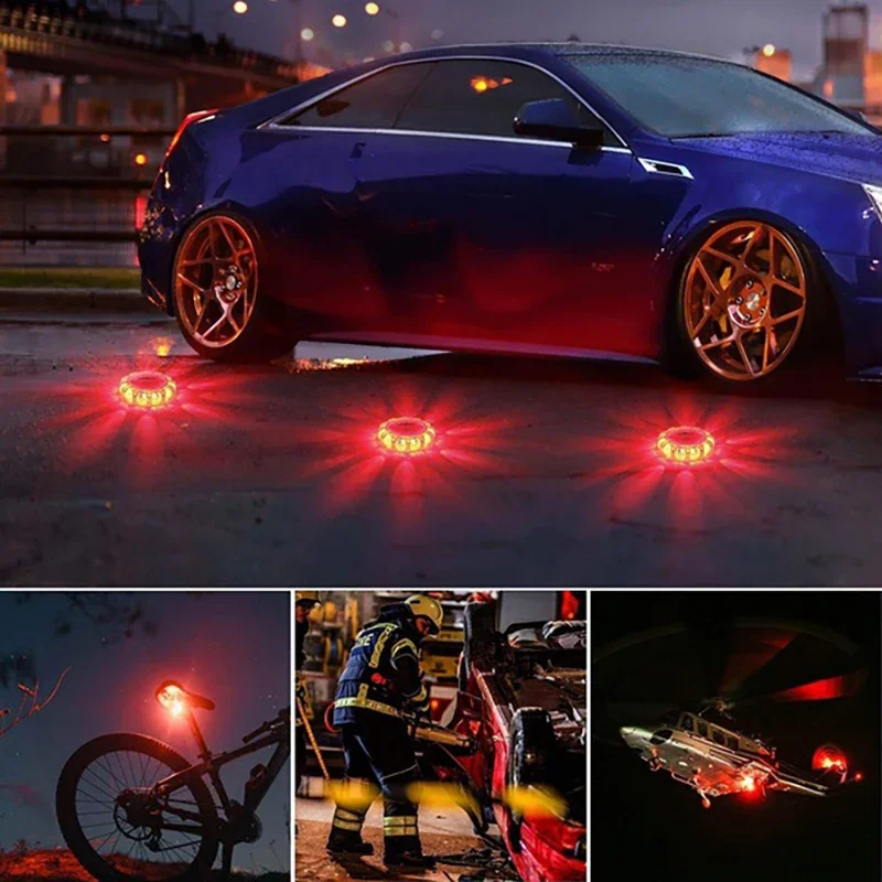 ไฟฉุกเฉิน LED Flare 9 โหมดคําเตือนความปลอดภัย USB ชาร์จกระพริบโคมไฟสีแดง Strobe Dash Light สําหรับรถบรรทุกรถยนต์