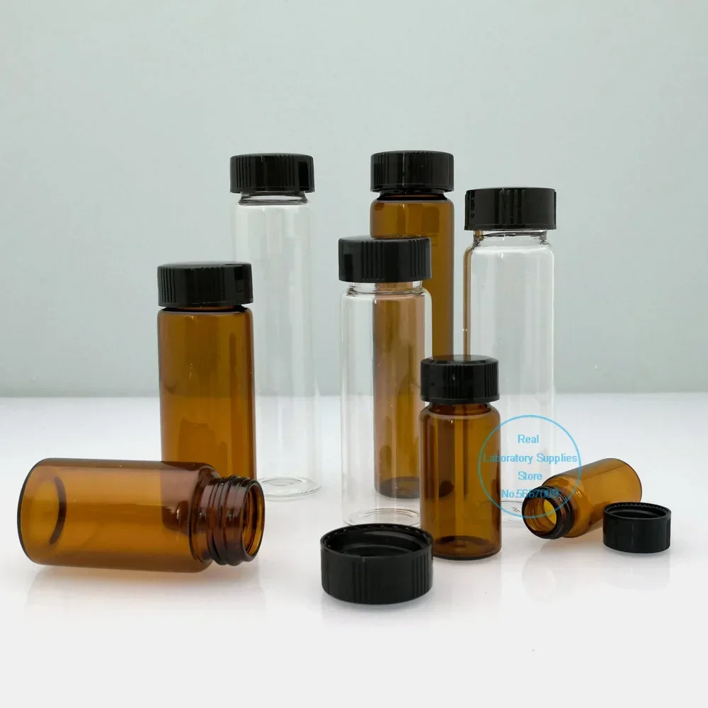 20 Cái/lốc 3Ml 5Ml 10Ml 15Ml 20Ml 30Ml 40Ml 50Ml (Trong Suốt/Nâu) kính Cường Lực Chai Thuốc Thử Mẫu Lọ Có Nắp Đậy Bằng Nhựa Nắp Vặn