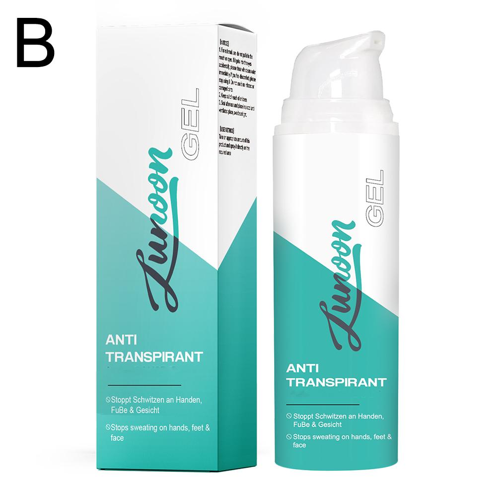 Gel antitranspirante 50ml contra manos sudorosas, pies sudorosos y sudoración en la cara contra la sudoración pesada en la cabeza