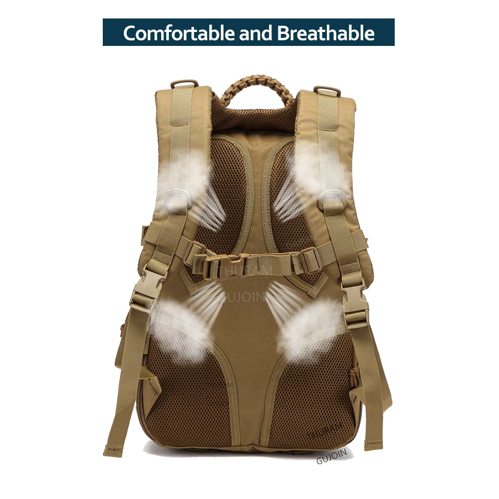 Mochila tática estilo 38l, mochila externa à prova d'água de grande capacidade com sistema molle, bolsa para caminhadas, acampamento, viagem, bug out