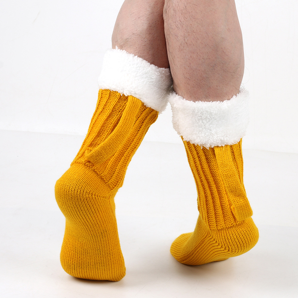 3D Bierkrug Gestrickte Socken Herren Gepolsterte Warme Mitte Der Wade Socken Frauen Winter Weiche Lustige Schlaf Boden Socken Wollsocken Weihnachtsgeschenk