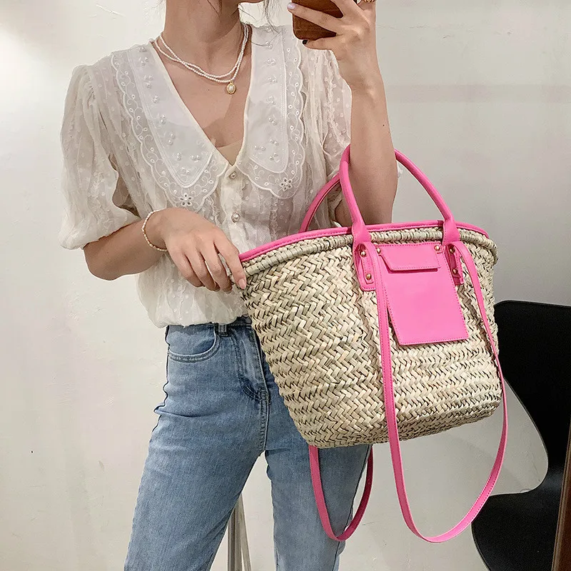 Bãi Biển Mùa Hè Túi Thiết Kế Len Túi Đeo Vai Đeo Chéo Túi Xách Sang Trọng Cổ Công Suất Lớn Túi Mây Nữ Lớn Túi Xách Purs